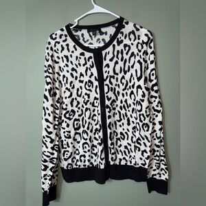 Ann Taylor Women’s Button Up Cardigan‎ Black/White Lightweight Size XL
